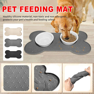 Silicone Pet Feeding Food Mat Bone Waterproof Non-slip Cat Dog Bowl Placemat Dish