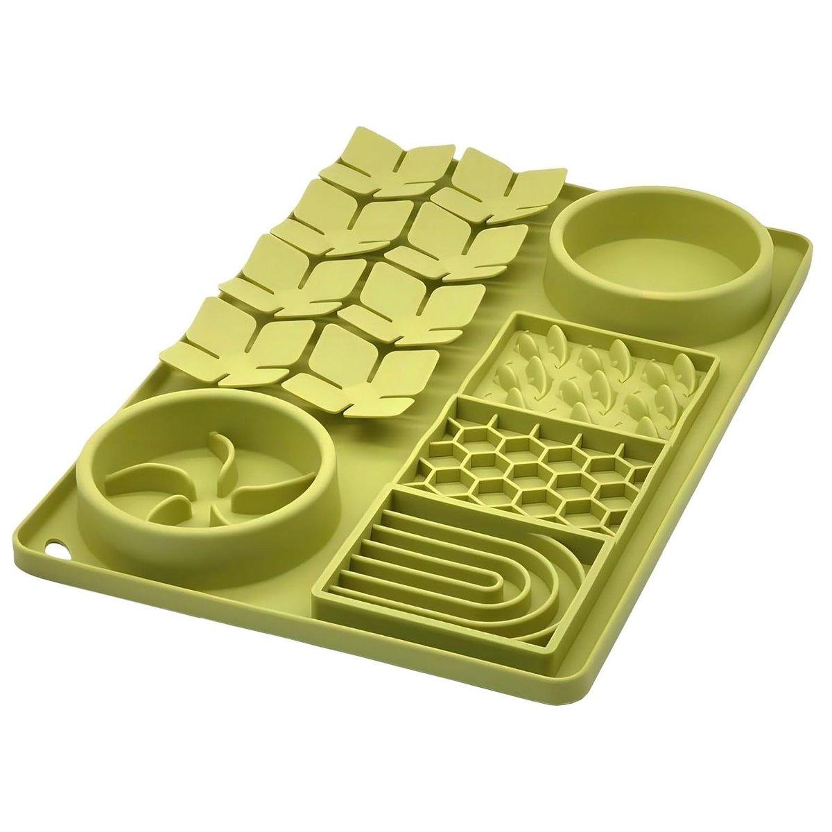 Silicone Pet Slow Feeder Mat 4-in-1 Anti-Choking Bowl for Dogs & Cats