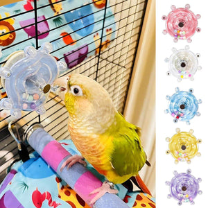 Colorful Rotating Bird Cage Toy Interactive Chewing Toy with Sound for Parrots