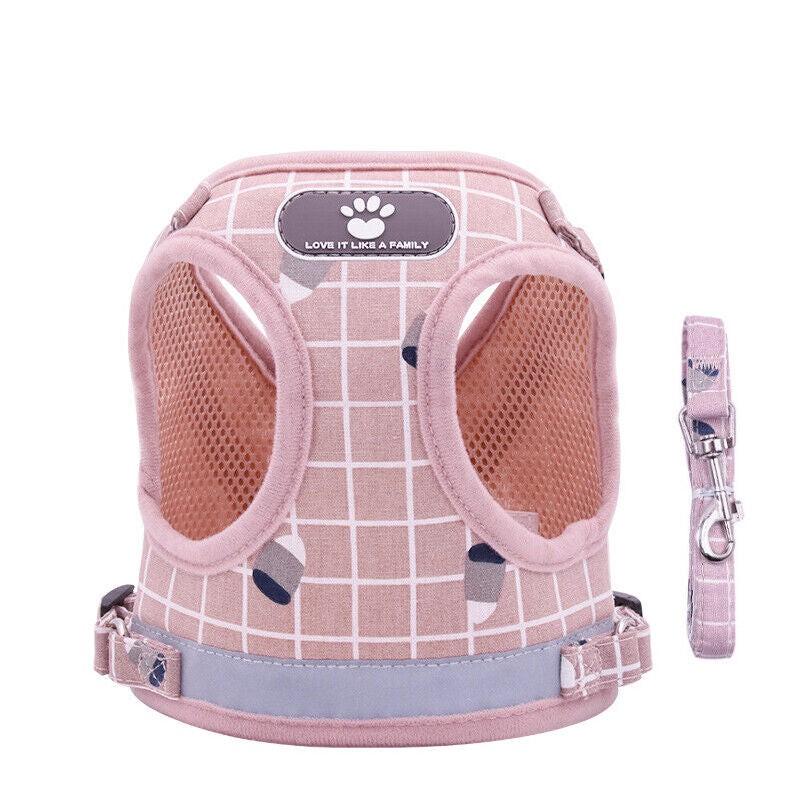 Adjustable Mesh Pet Vest Harness & Leash - Cat Dog Kitten Walk Collar