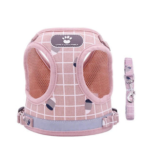 Adjustable Mesh Pet Vest Harness & Leash - Cat Dog Kitten Walk Collar