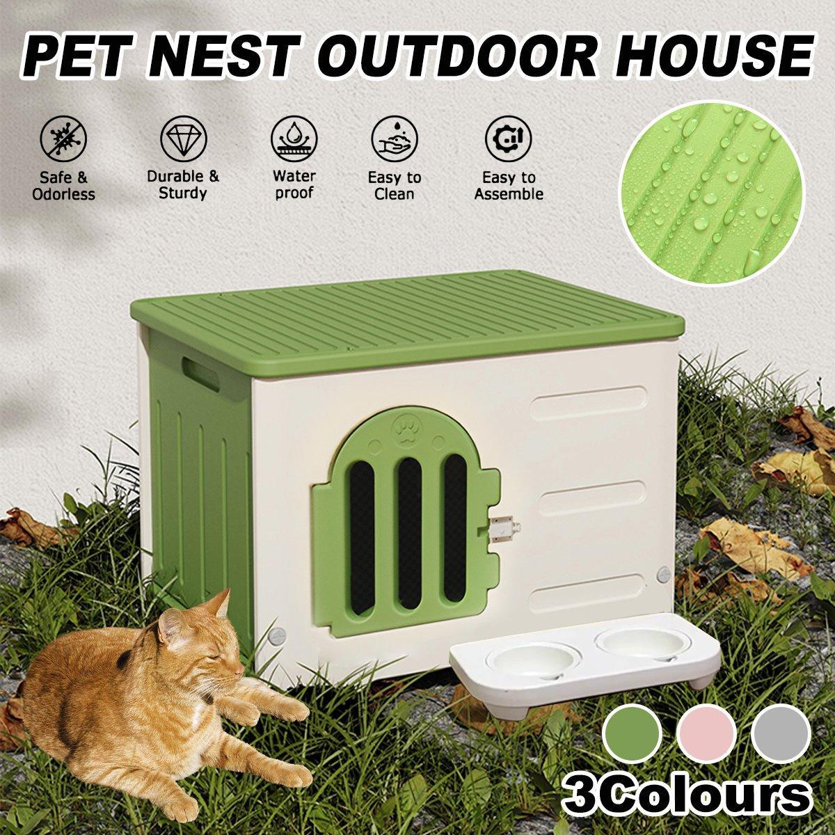 Weatherproof Cat Nest Dog House Outdoor Shelter for Small Pets Winter Protection