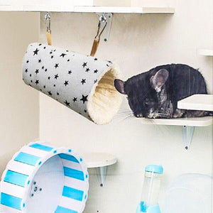 Pet Tunnel Hammock Linen Plush Cotton Cage Hanging Guinea Pig Hamster Warm Sleep