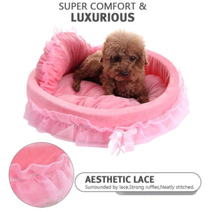 Soft Princess Pet Bed Elegant Lace Design for Cats & Small Dogs