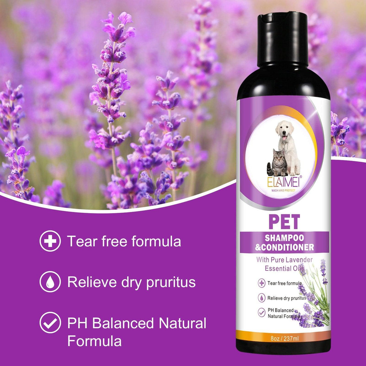 Lavender Bliss Pet Shampoo & Conditioner for Dogs and Cats