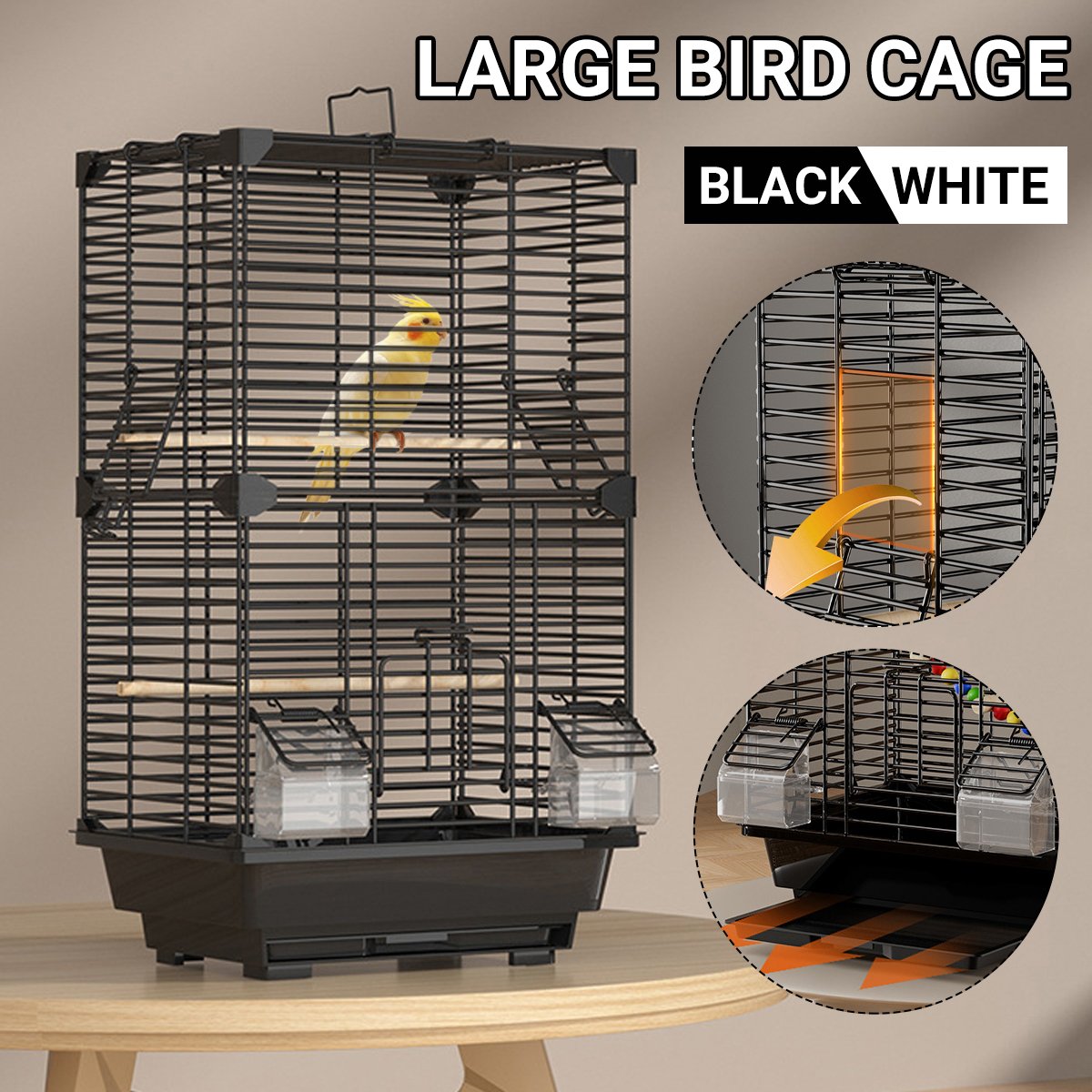 Spacious Large Villa Metal Bird Cage for Small to Medium