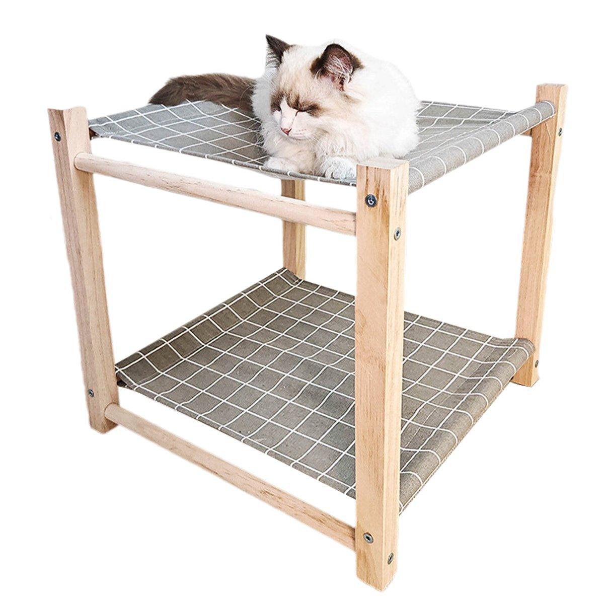 Solid Wood Dual-Layer Cat Hammock Cat Bed