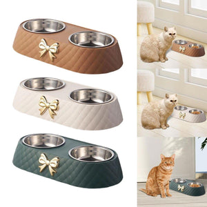 Stainless Steel Double Pet Bowl Non-Slip Anti-Knock Dog Cat Feeder