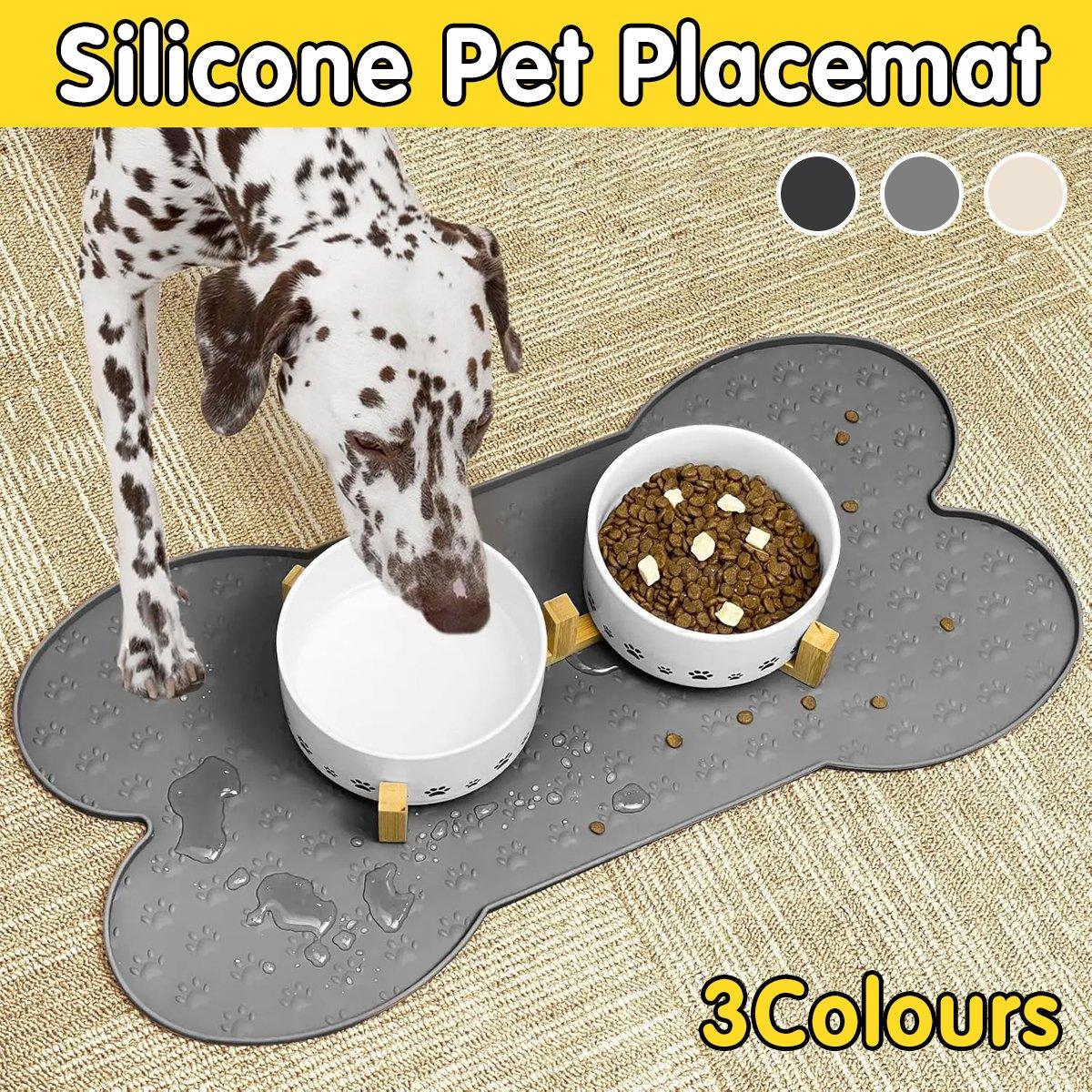 Silicone Pet Feeding Food Mat Bone Waterproof Non-slip Cat Dog Bowl Placemat Dish