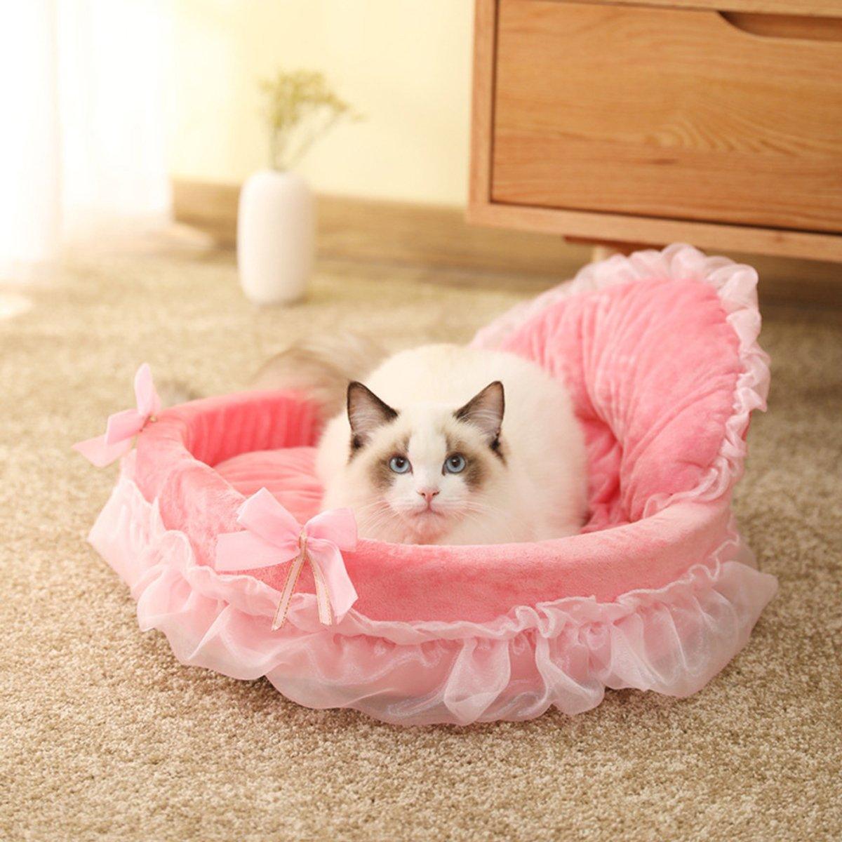 Soft Princess Pet Bed Elegant Lace Design for Cats & Small Dogs