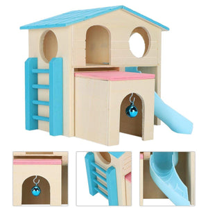 Small Pet Wooden House with Slide & Ladder