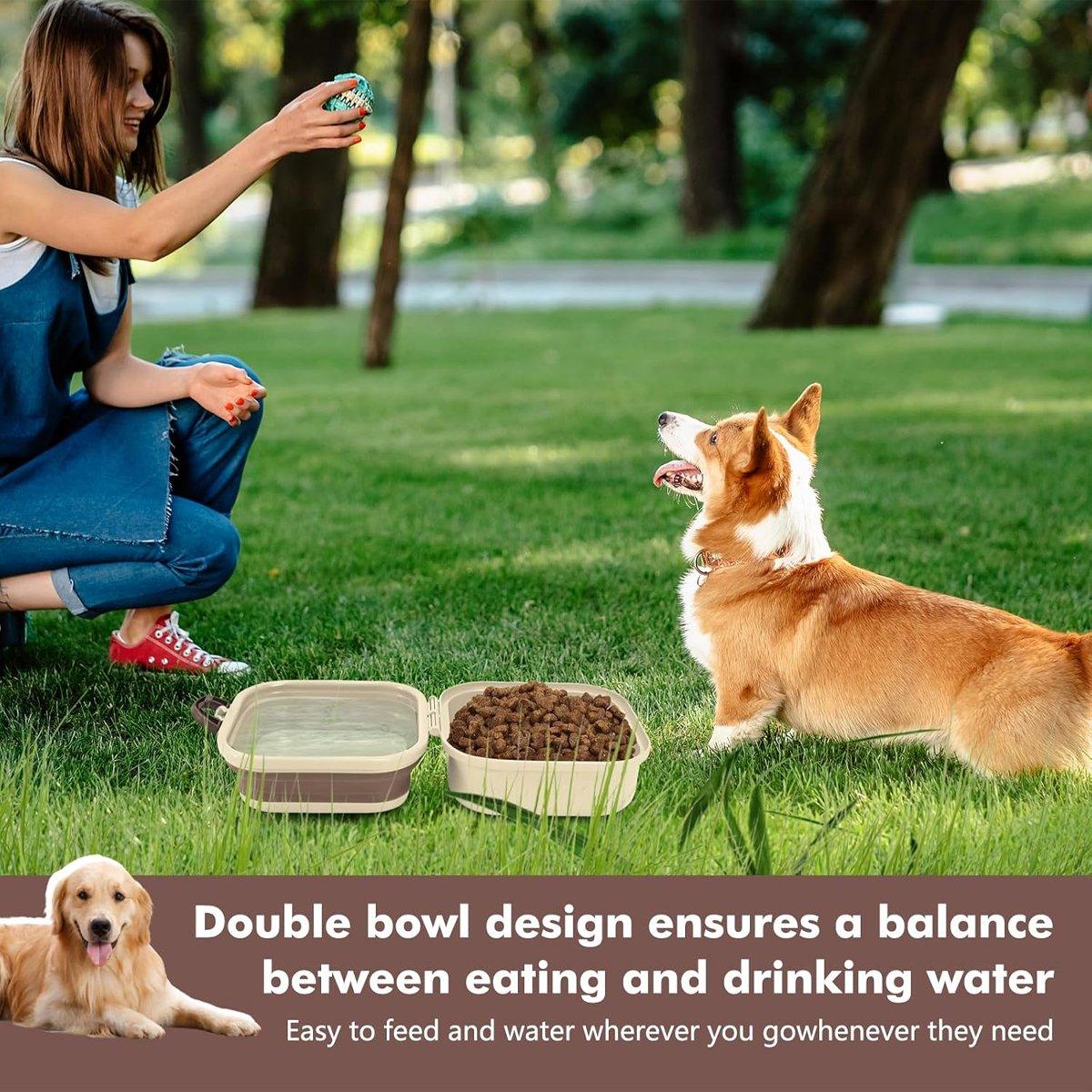 2-in-1 Collapsible Pet Food and Water Bowl Portable & Durable Design