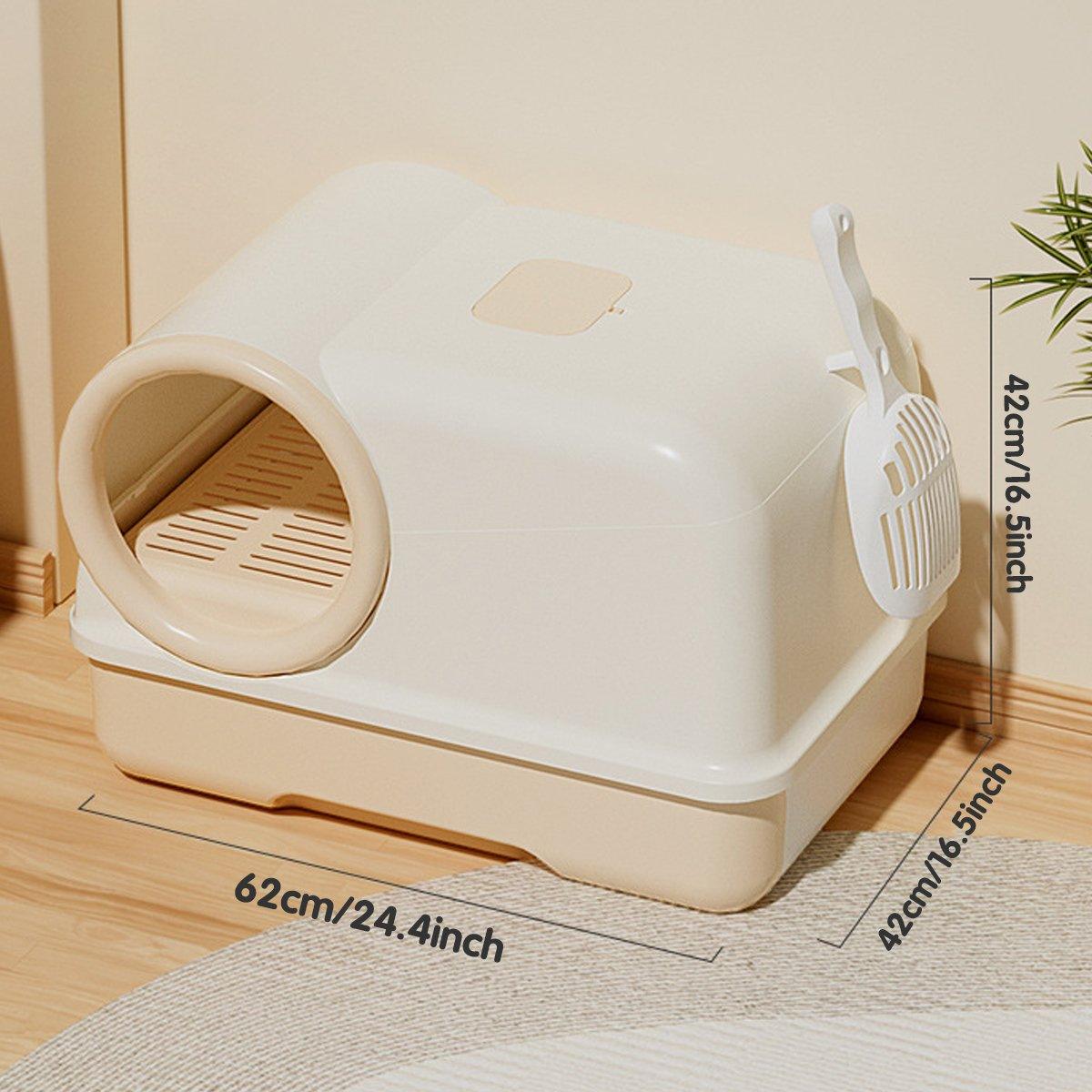 Fully Enclosed Cat Litter Box with Drawer Design Extra-Long Corridor & Leak-Proof