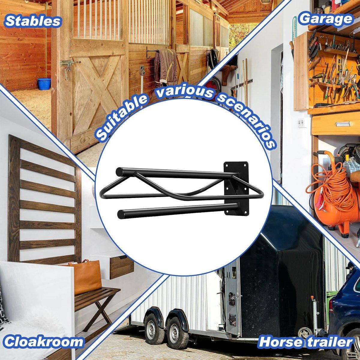 Wall-Mounted Saddle Rack With Double Saddle Pad Holder