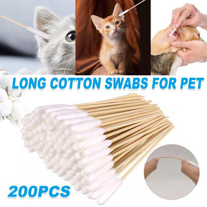 6 Inch Long Cotton Swabs of Medium and Large Pets Ears Cleaning