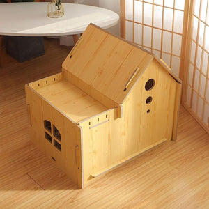 Outdoor Wooden Dog Cat House Villa Style Pet Shelter Weatherproof for Garden