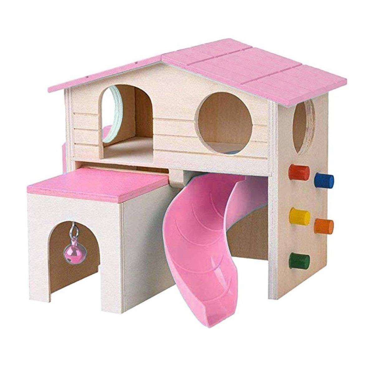 Small Pet Wooden House with Slide & Ladder