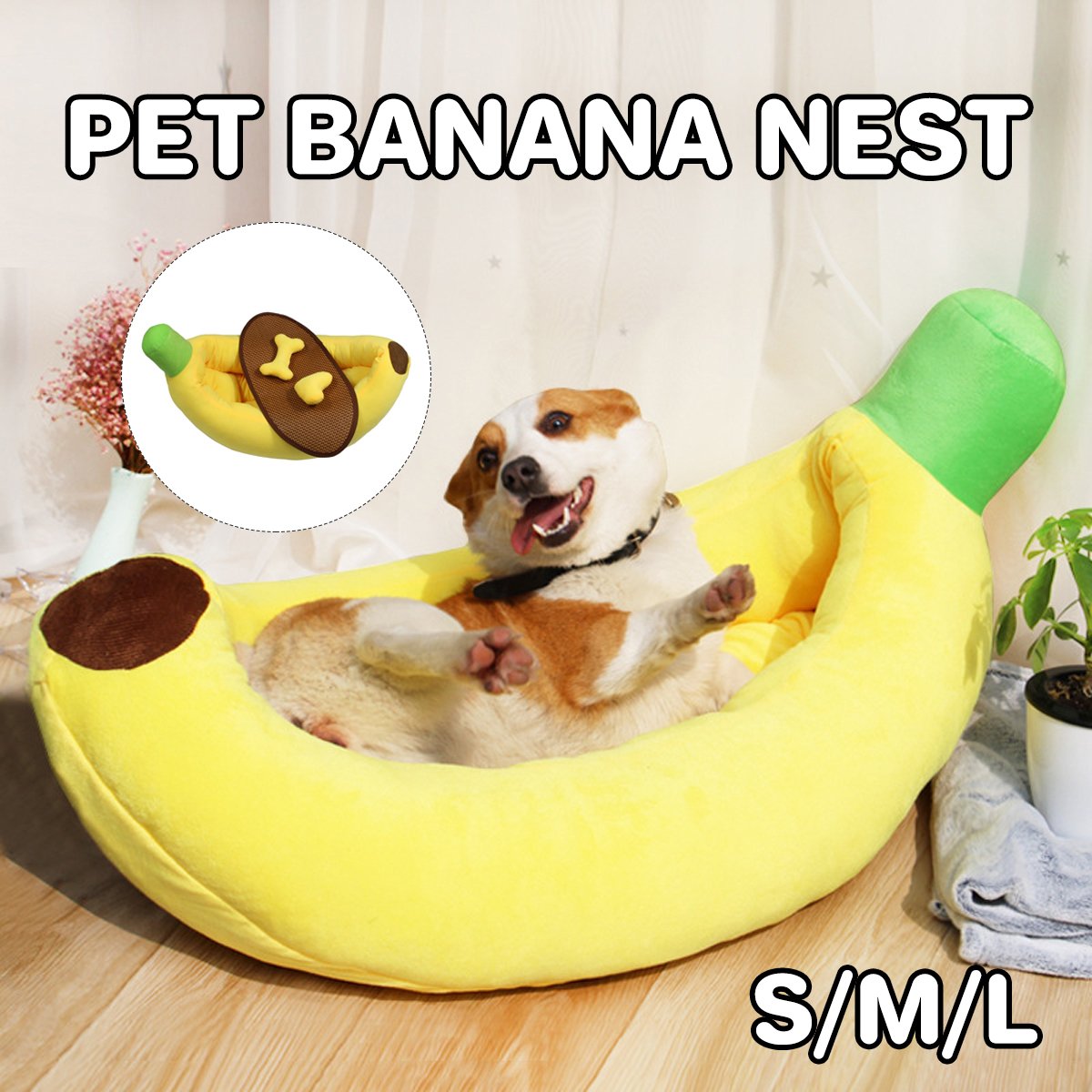 Cute Banana Shape Pet Bed Winter Warm Dog Cat Kennel