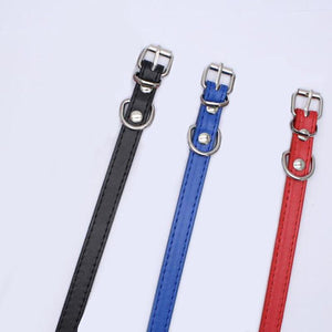 Adjustable Leather Pet Collar for Dogs & Cats Durable PU Leather in 3 Colours