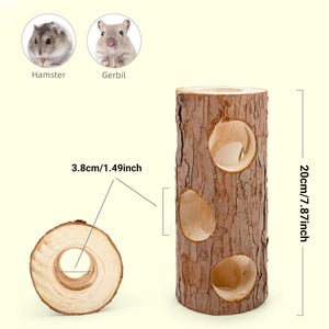 Premium Solid Wood Hamster Tunnel - Natural and Durable Chew Toy