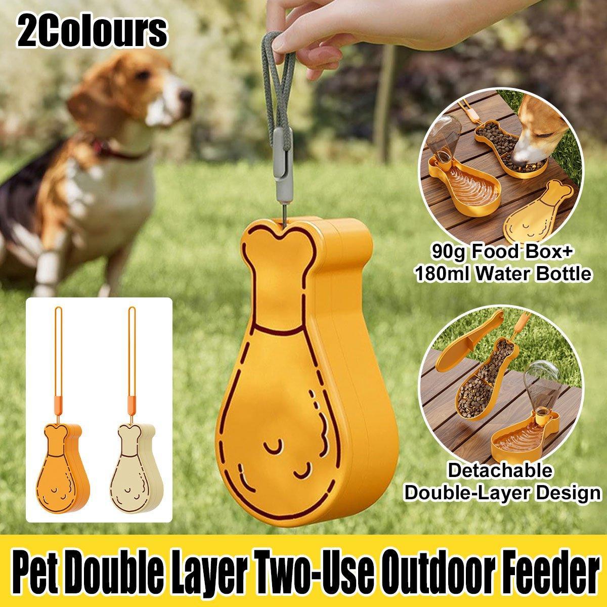 Portable Pet Water Bottle Outdoor Feeder Dual Purpose Drinking Cup Travel Use