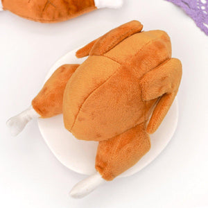 Durable Roast Chicken Plush Dog Toy with Squeaker Fun for All Dogs