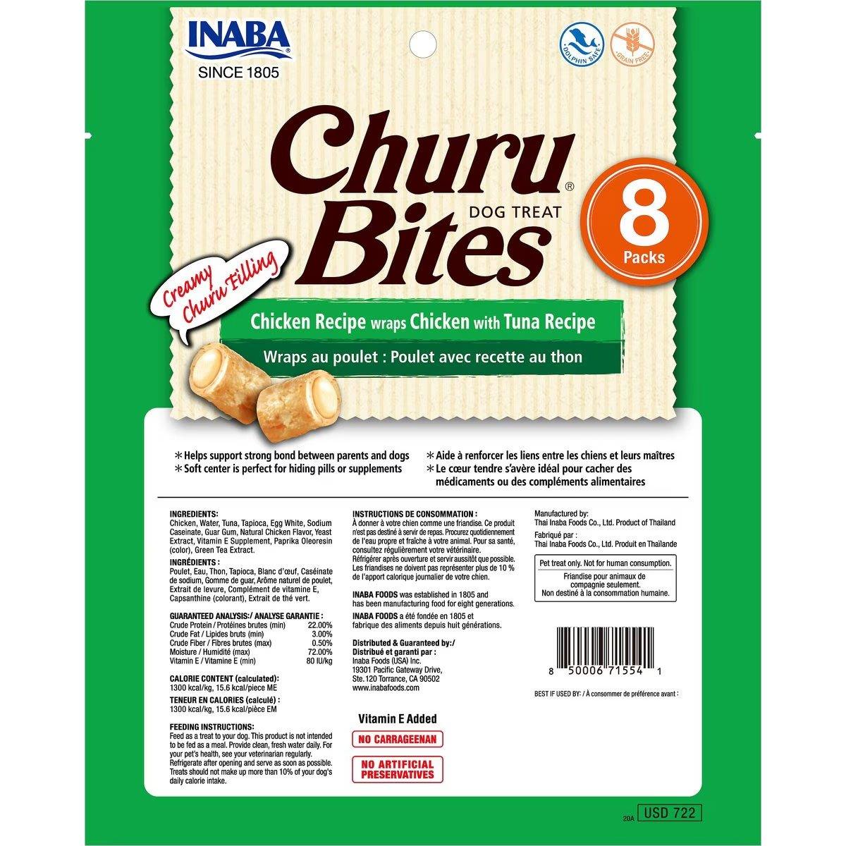 INABA Churu Bites Chicken Wraps With Tuna Recipe Dog Treat 8*96g