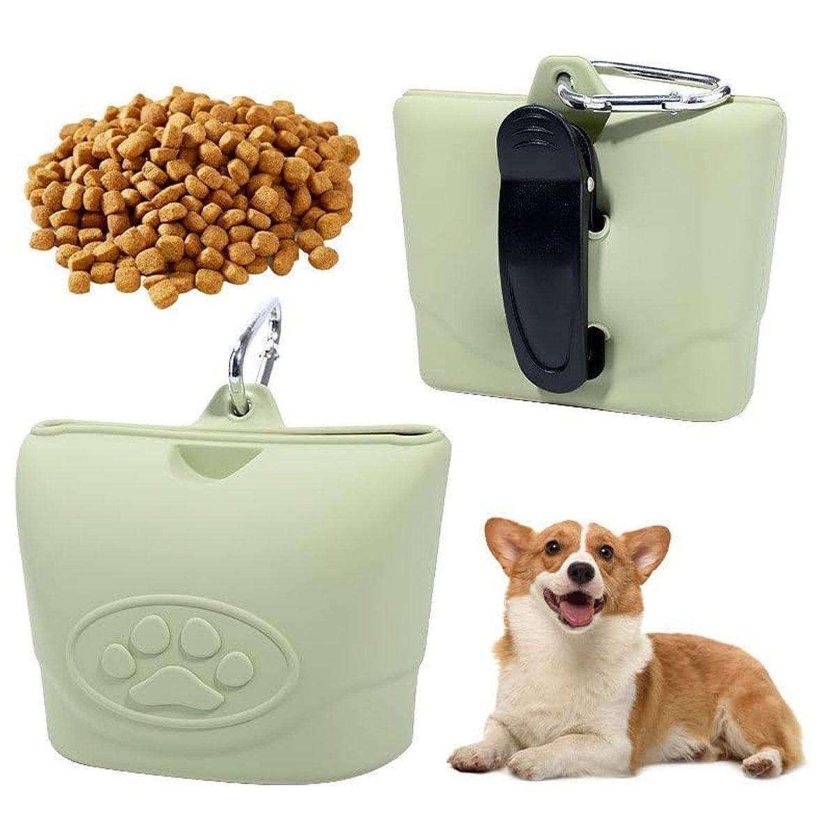 Pet Silicone Dog Food Bag Portable Dog Walking Feeding Waist Bag Snack Bag