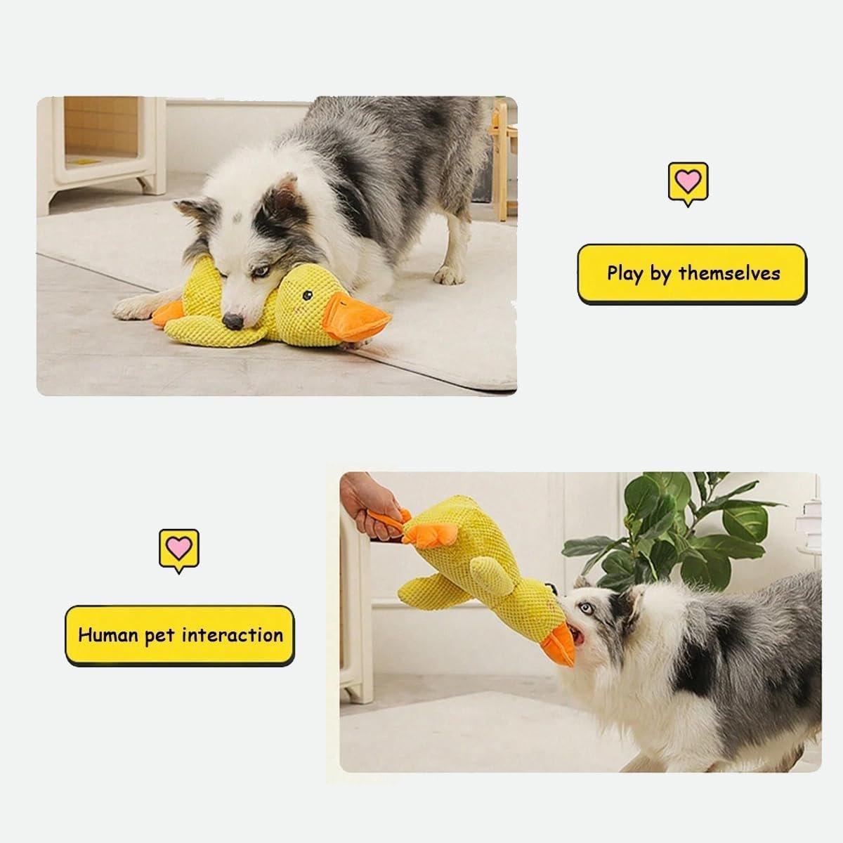 Plush Squeaky Duck Dog Toy for Anxiety Relief and Playtime Fun