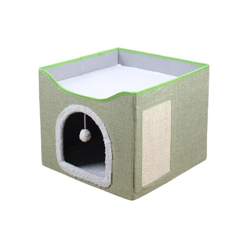 Foldable Cat Bed With Scratching Board 3 Colours