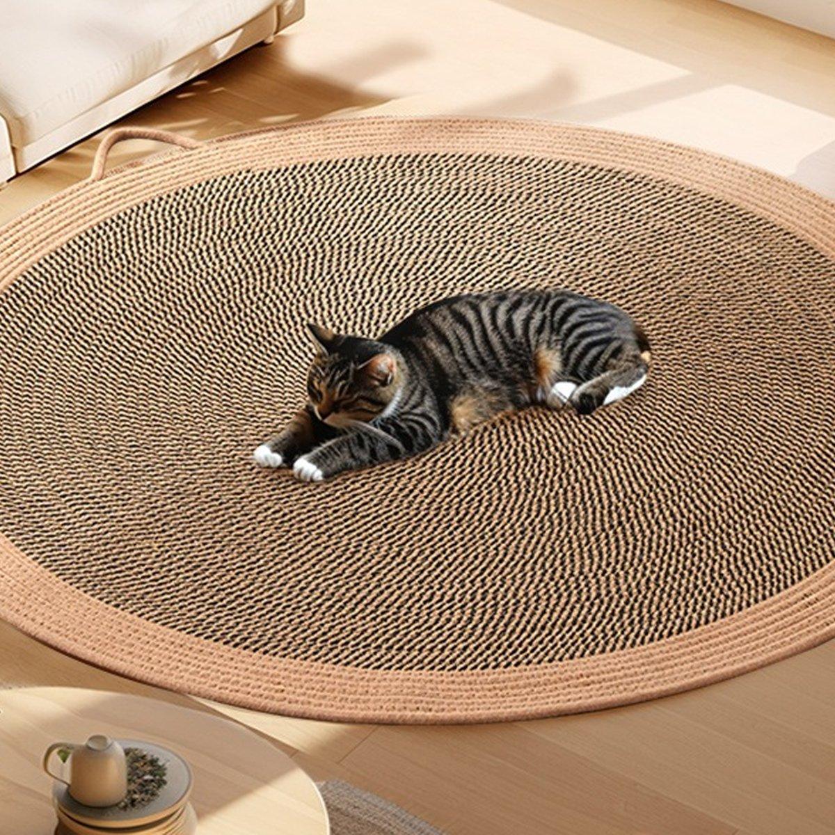 Woven Rattan Cat Scratching Mat Durable Scratch Board & Sleeping Pad