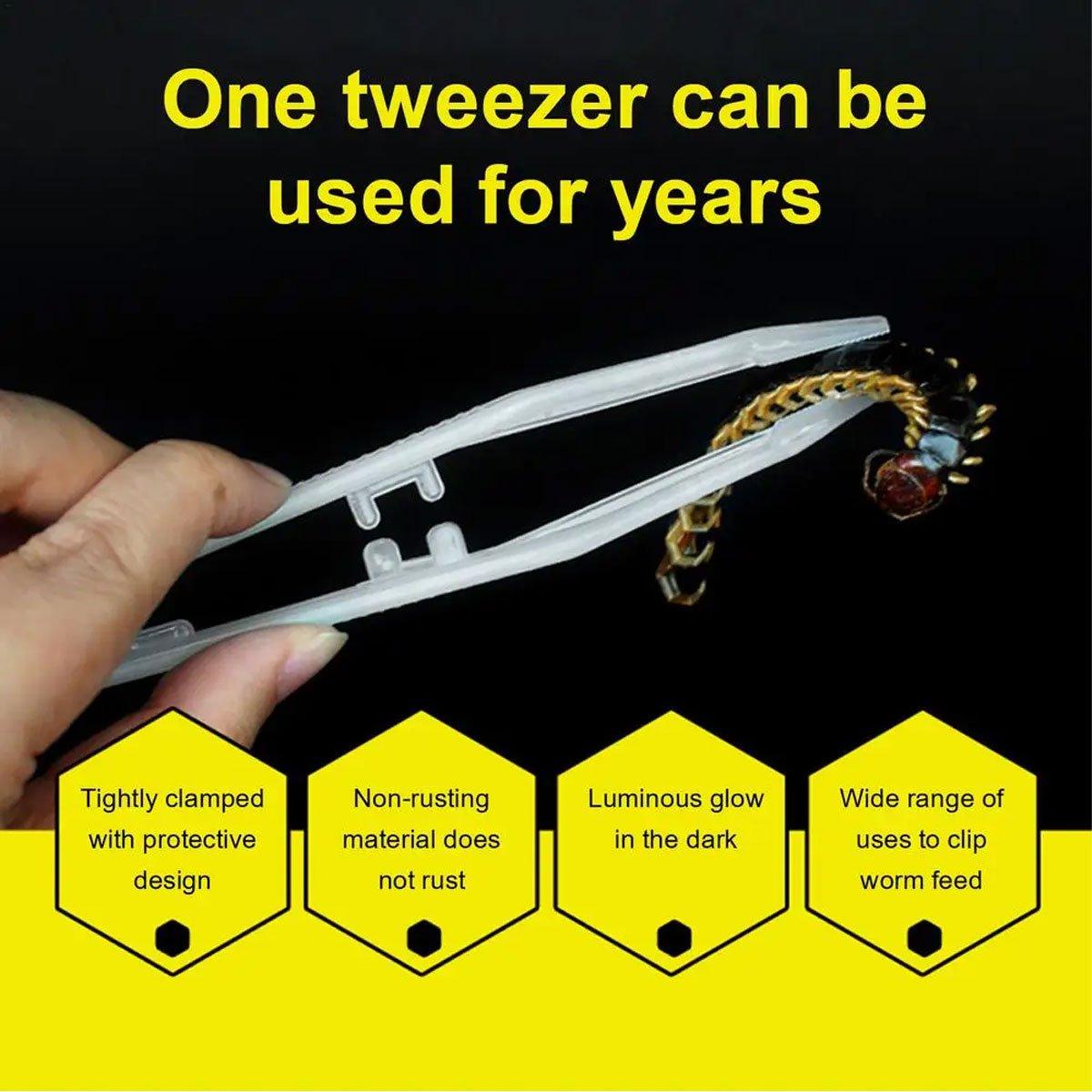 Luminous Tweezers 18cm Straight Feeding Tool For Reptile Tortoise Lizard Frog Spider