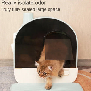 Fully Enclosed Cat Litter Box Large Litter Box with Drawer Cat Toilet Tray