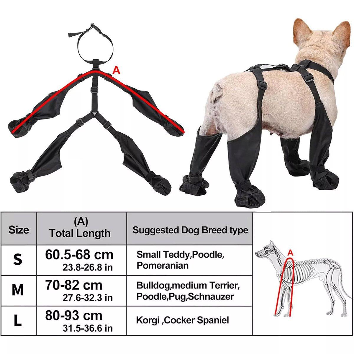 Waterproof Dog Shoes with Adjustable Suspenders Anti-Slip Dog Boots