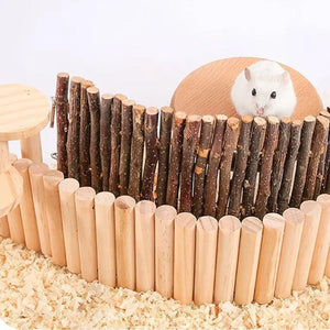 Hamster Soft Ladder & Fence Flexible Wooden Bridge for Small Rodents