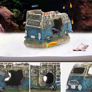 Aquarium Rocks Aquarium Decoration Resin Car Wreck Fish Shrimp Escape House