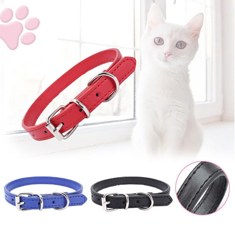 Adjustable Leather Pet Collar for Dogs & Cats Durable PU Leather in 3 Colours