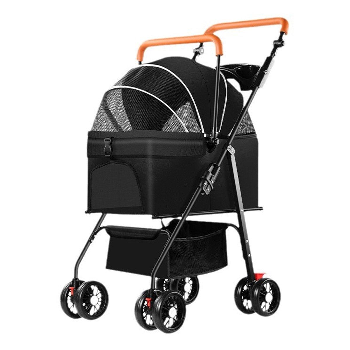 2-in-1 Foldable Pet Stroller with Detachable Carrier