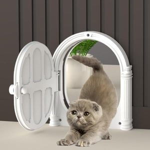 Stylish and Secure White Pet Door for Cats