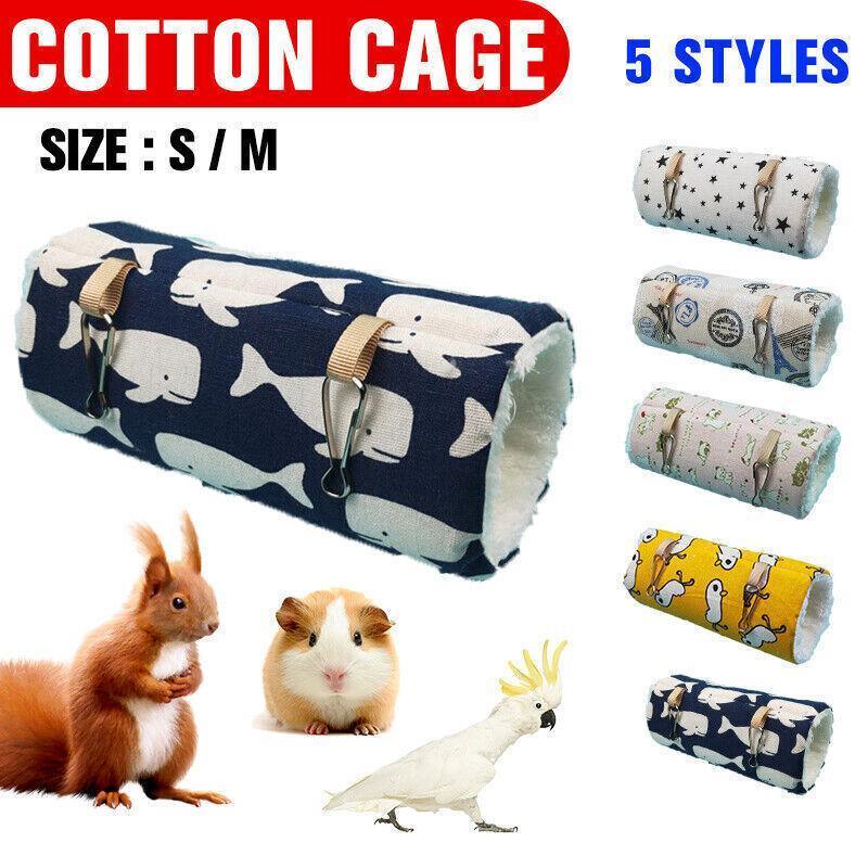 Pet Tunnel Hammock Linen Plush Cotton Cage Hanging Guinea Pig Hamster Warm Sleep