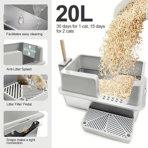 Stainless Steel Cat Litter Box Leak-proof Sand Large Space Litter Box