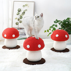 Red Mushroom Cat Climbing Rack Sisal Scratching Post for Cats