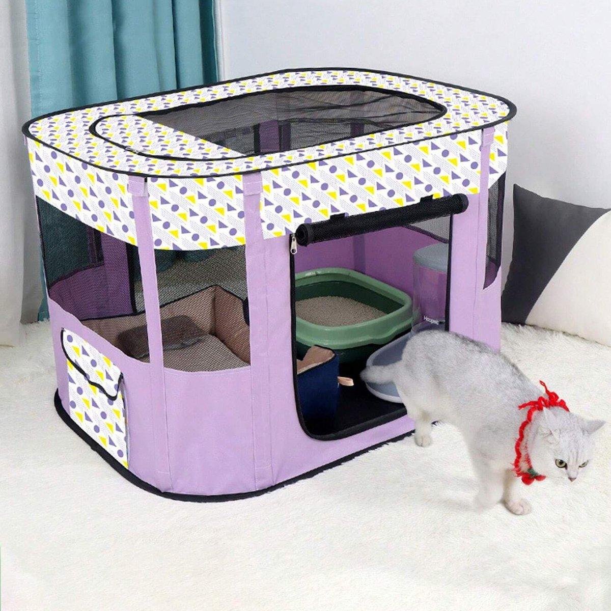 Foldable Cat Dog Kennel Pet Delivery Cage Portable Pet Fence Tent for Home