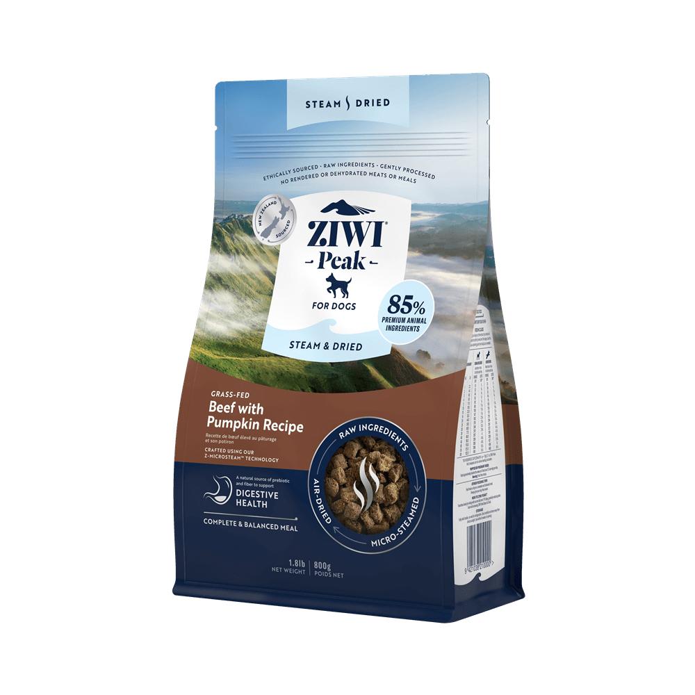 Ziwi Peak Steam Dried Dog Food Grass-Fed Beef with Pumpkin