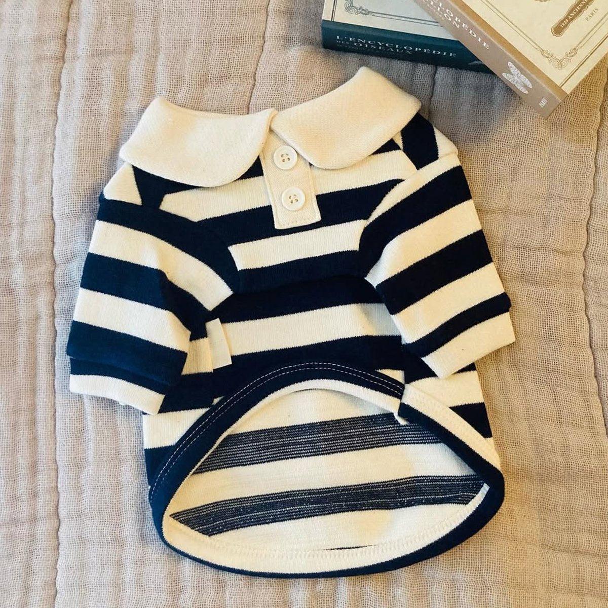 Striped Crew Neck Dog T-Shirt Fashionable Pet Outfit in Multiple Sizes