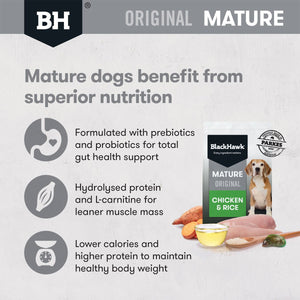 Black Hawk Original Mature Chicken & Rice Dry Dog Food For Aged 7+ 3KG/20KG