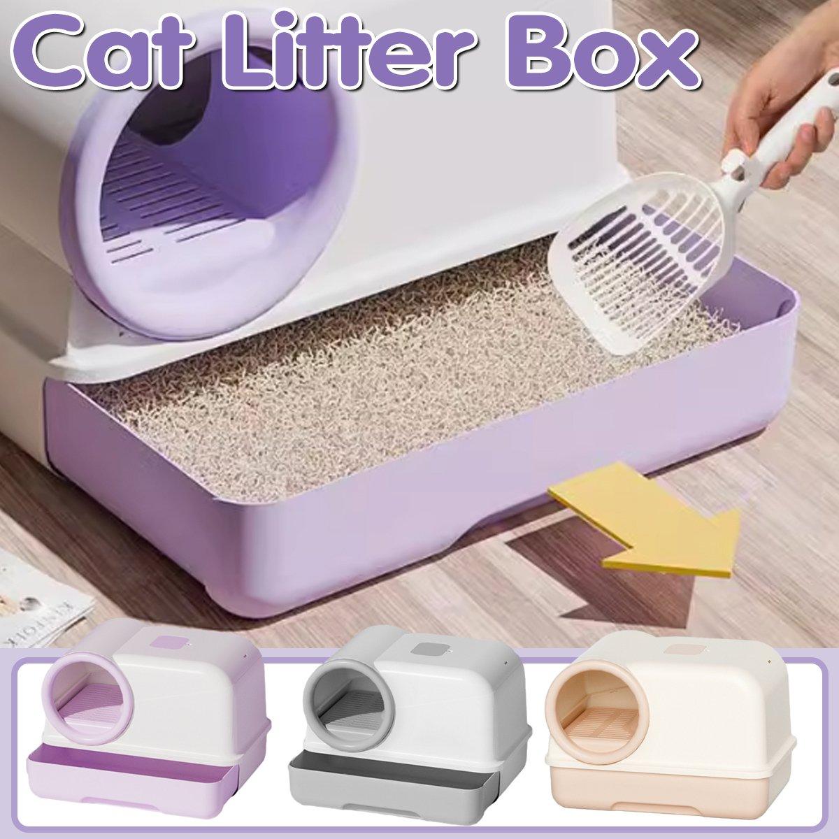 Fully Enclosed Cat Litter Box with Drawer Design Extra-Long Corridor & Leak-Proof