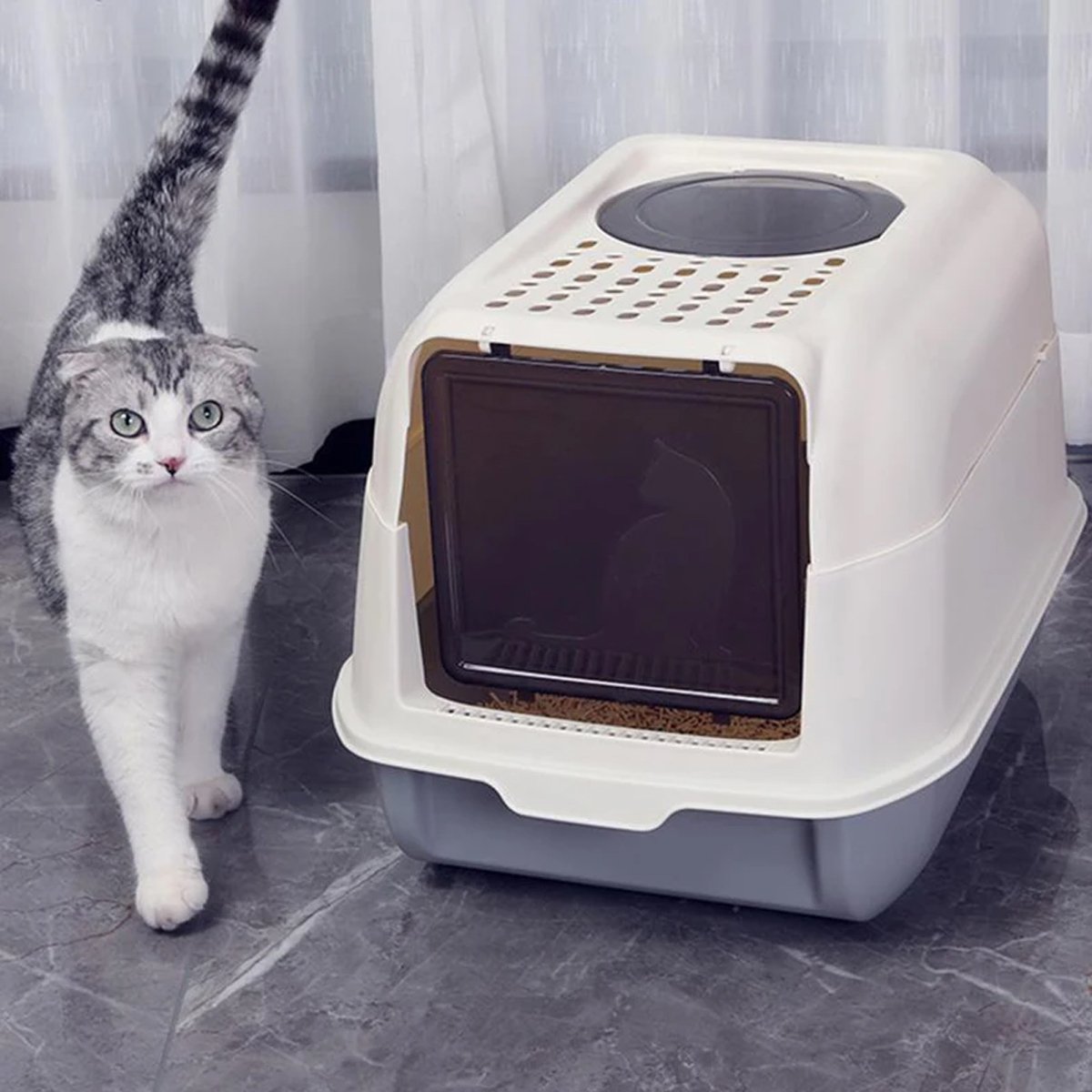 Large Detachable Enclosed Cat Litter Box