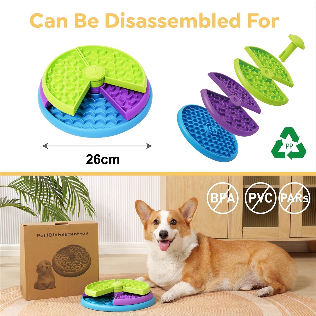 Interactive Slow Feeder Dog Bowl Rotating Design for Healthy Eating