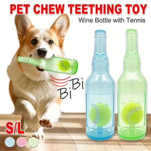 Durable Pet Teething Resistant Tennis Ball Wine Bottle Chew Toy for Dogs Play